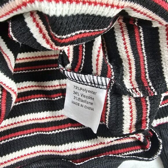 Long Sleeve Buttoned Down Crew Collar Shirt Women's XL Striped Knit Stretch - Picture 5 of 8